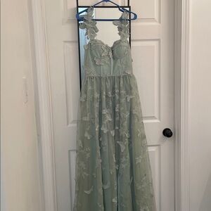 Elegant Green Floral Gown